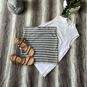 Gray and White Forever 21 Mini Skirt